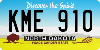 ND license plate KME910