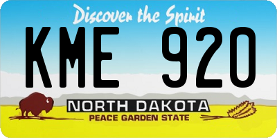 ND license plate KME920