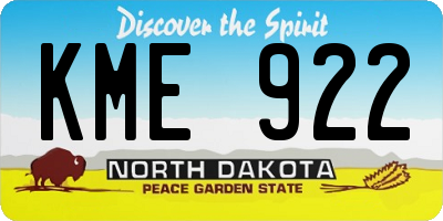 ND license plate KME922