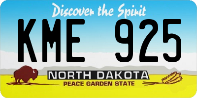 ND license plate KME925
