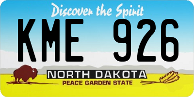 ND license plate KME926