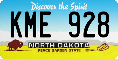 ND license plate KME928