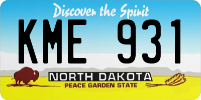 ND license plate KME931