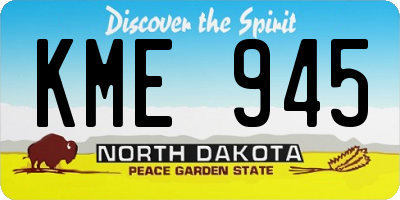 ND license plate KME945