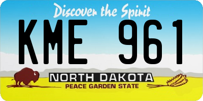 ND license plate KME961
