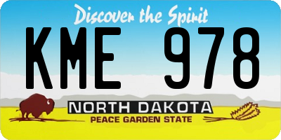 ND license plate KME978