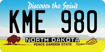ND license plate KME980