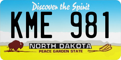 ND license plate KME981