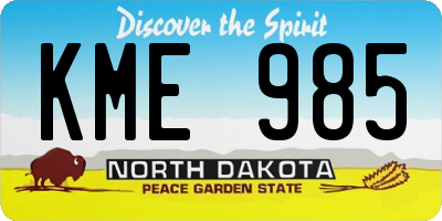 ND license plate KME985