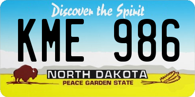 ND license plate KME986