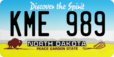 ND license plate KME989