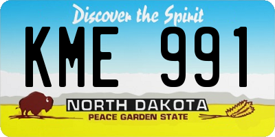 ND license plate KME991