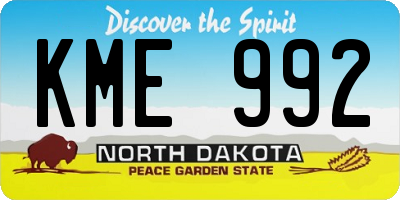 ND license plate KME992