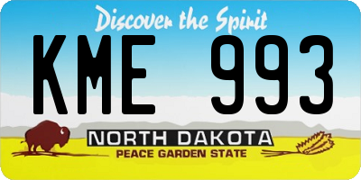 ND license plate KME993