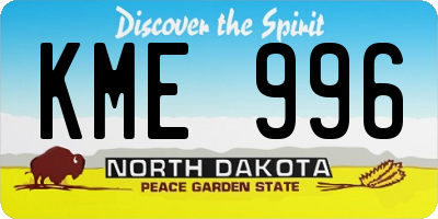 ND license plate KME996