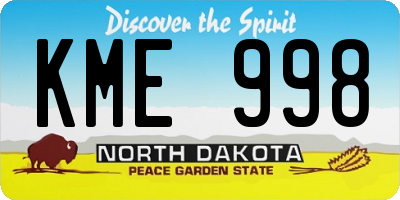 ND license plate KME998