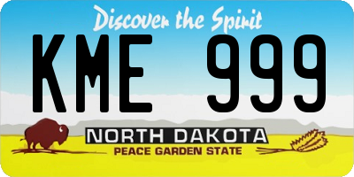 ND license plate KME999