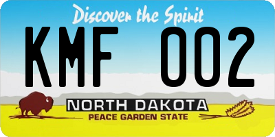 ND license plate KMF002