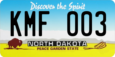 ND license plate KMF003