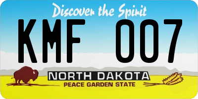ND license plate KMF007