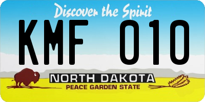ND license plate KMF010