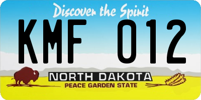 ND license plate KMF012