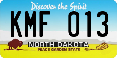 ND license plate KMF013