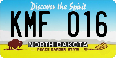 ND license plate KMF016