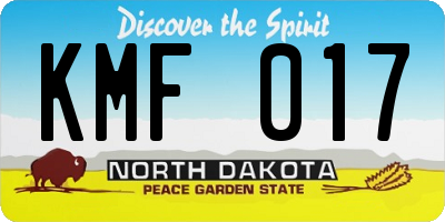 ND license plate KMF017