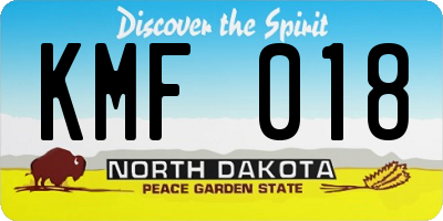ND license plate KMF018
