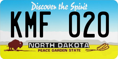 ND license plate KMF020