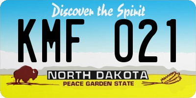 ND license plate KMF021