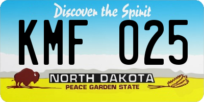 ND license plate KMF025