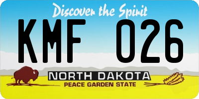 ND license plate KMF026
