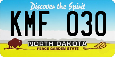 ND license plate KMF030