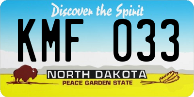 ND license plate KMF033