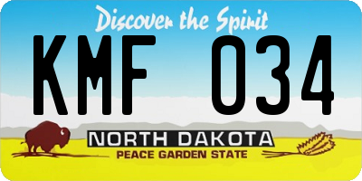 ND license plate KMF034