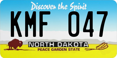ND license plate KMF047