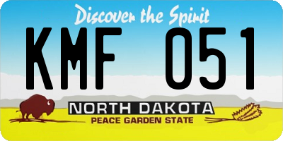 ND license plate KMF051