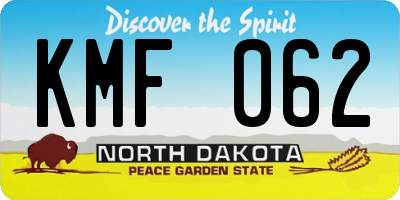 ND license plate KMF062