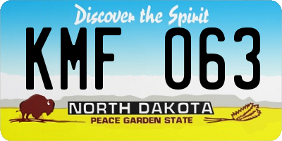 ND license plate KMF063