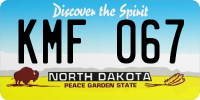 ND license plate KMF067