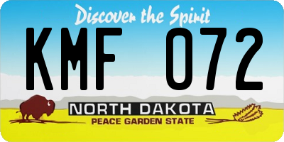 ND license plate KMF072