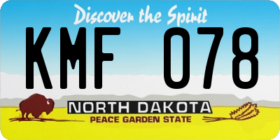 ND license plate KMF078
