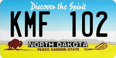 ND license plate KMF102