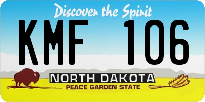 ND license plate KMF106
