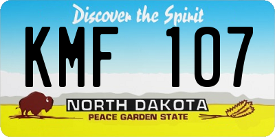 ND license plate KMF107