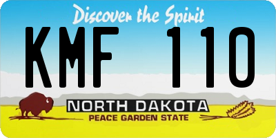 ND license plate KMF110