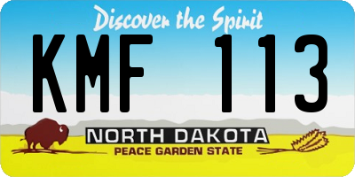 ND license plate KMF113