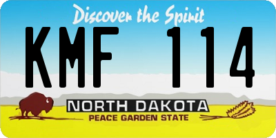 ND license plate KMF114